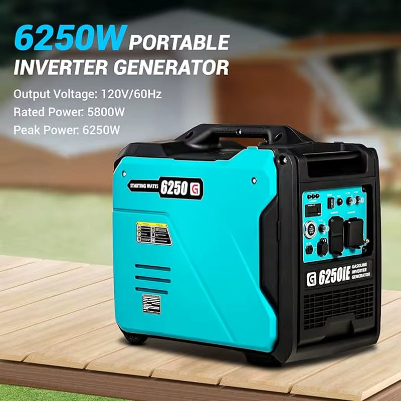 6250W Portable Inverter Generator Outdoor Power Equipment Small Super Quiet Generator Gas Powered Generator Home Emergency Use