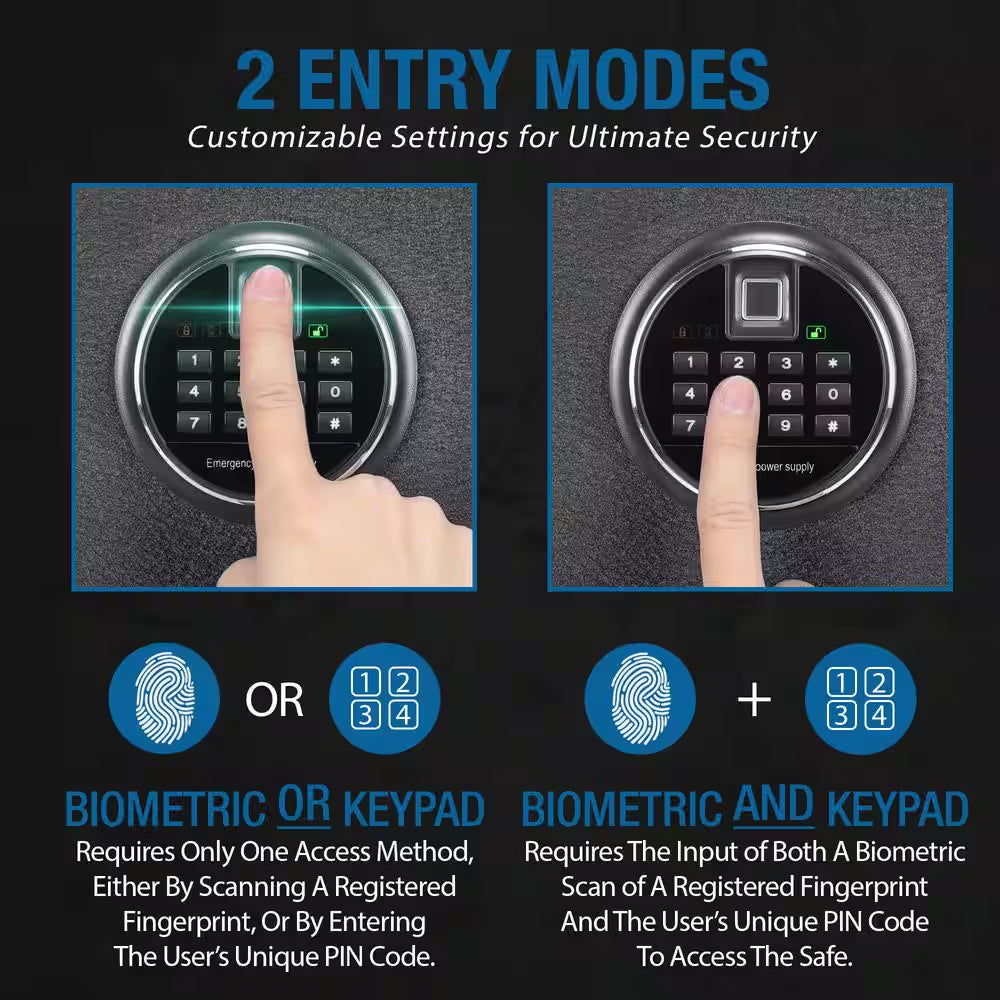 2.02 Cu. Ft. Fireproof Safe with Biometric and Digital Keypad Safe