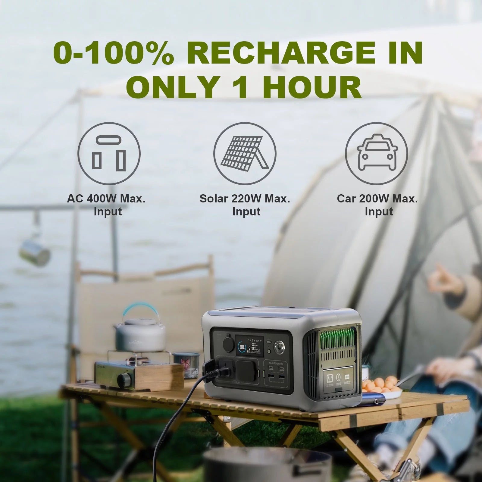 600W Continuous / 1200W Peak Portable Solar Generator with 1 Solar Panel, 299Wh Lifepo4 Portable Power Station, Solar Battery Charger for Camping, Home Backup [Shipping Separately]