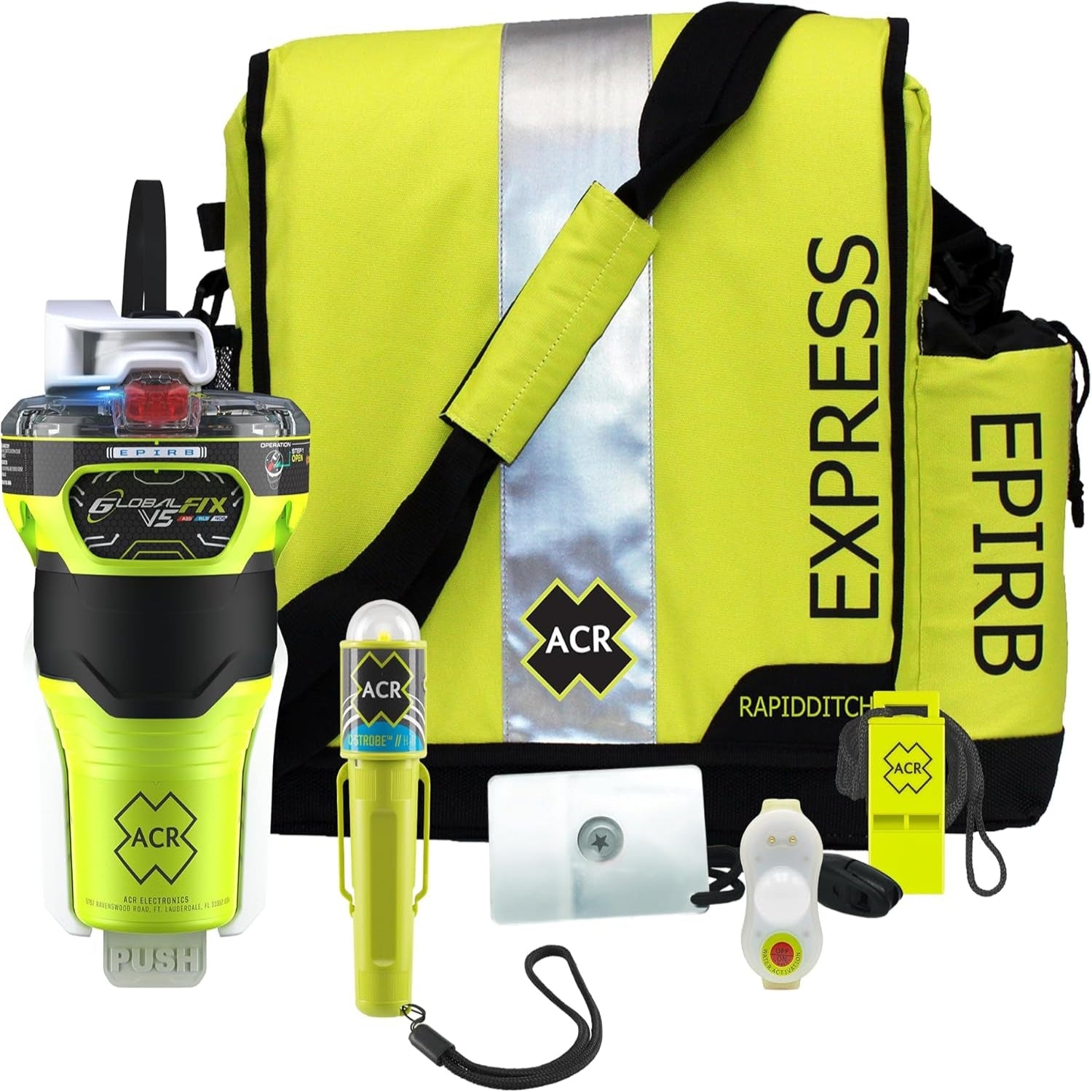 Globalfix V5 AIS EPIRB Survival Kit with Ditchbag and Signaling Gear – the Ultimate Safety Solution for Emergency Situations, Ensuring Reliable Distress Signaling (Model 2338.1).
