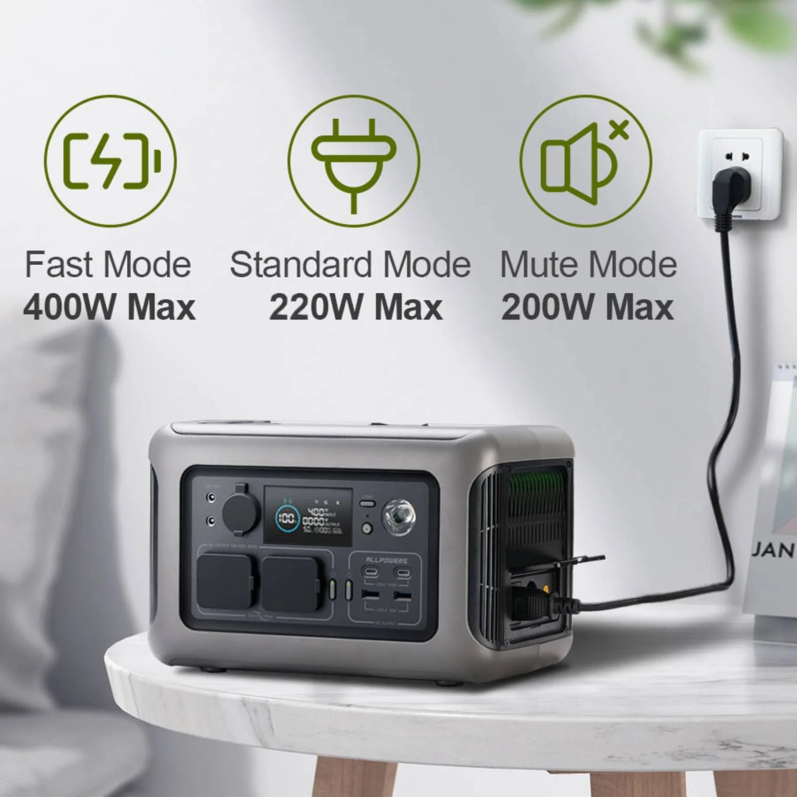 600W Continuous / 1200W Peak Portable Solar Generator with 1 Solar Panel, 299Wh Lifepo4 Portable Power Station, Solar Battery Charger for Camping, Home Backup [Shipping Separately]