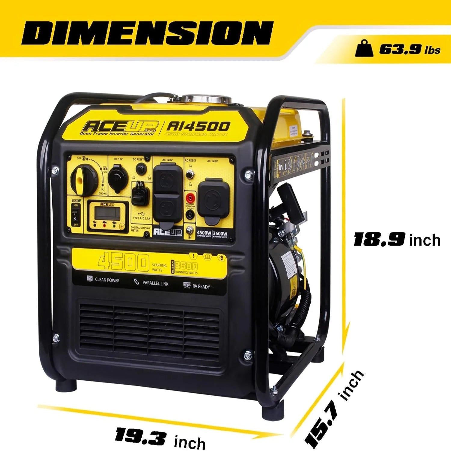 4500 Watt Open Frame Inverter Generator, Gas Generator 223CC Rv-Ready, 4000W Generator EPA Compliant