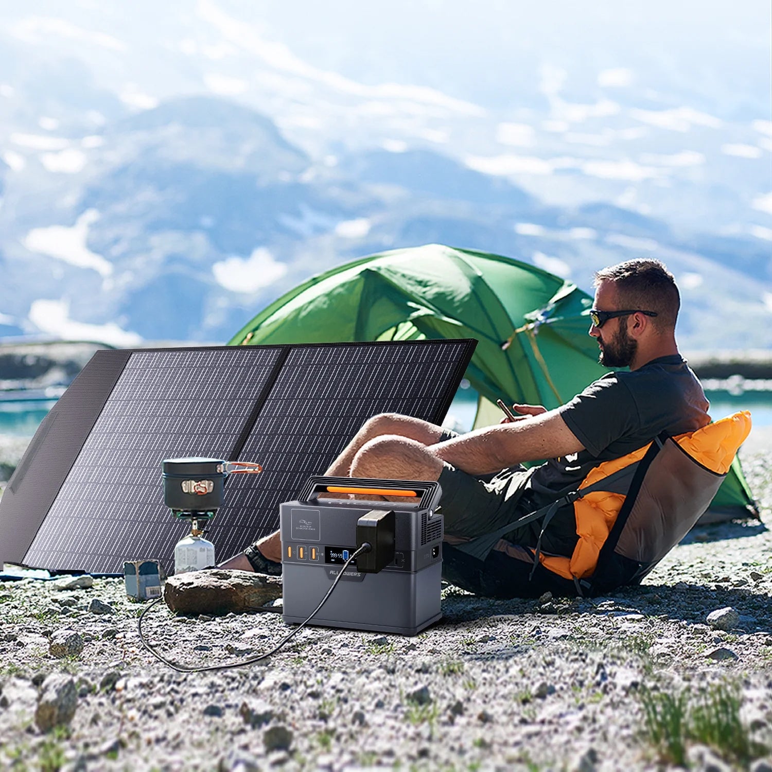 600W Continuous / 1200W Peak Portable Solar Generator with 1 Solar Panel, 299Wh Lifepo4 Portable Power Station, Solar Battery Charger for Camping, Home Backup [Shipping Separately]